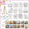 12 Sets Pre Drawn Canvas Kit with Design Easel and Brushes (Flower)